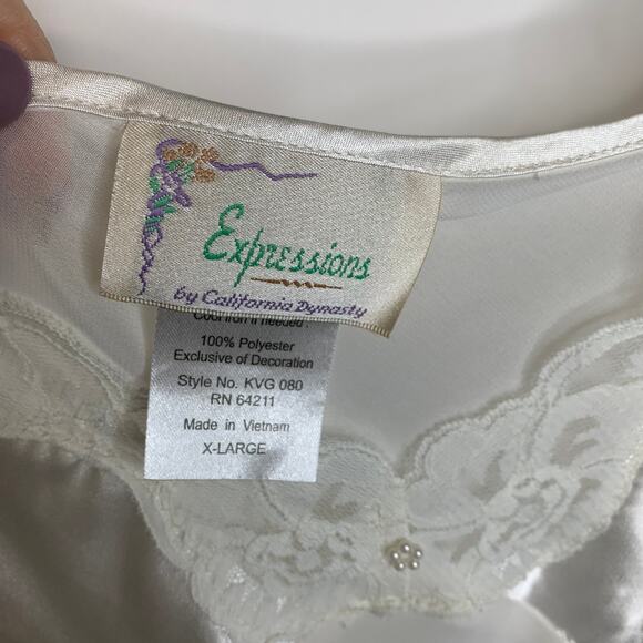 Expressions California Dynasthy Sheer Cream Neglige Chemise Sz XL - Picture 7 of 7